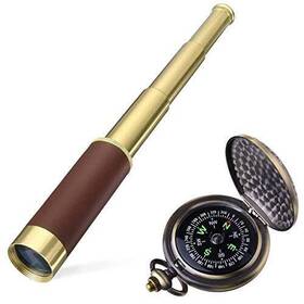 Aubric 751450699268 Retro Pirate Telescope Spyglass For Kids Adults Portable Collapsible Handheld