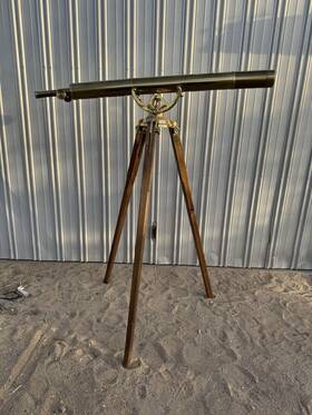 Bausch Lomb 3858 Vintage And Telescope Brass Nautical Wood Tripod Fall Damage Scope