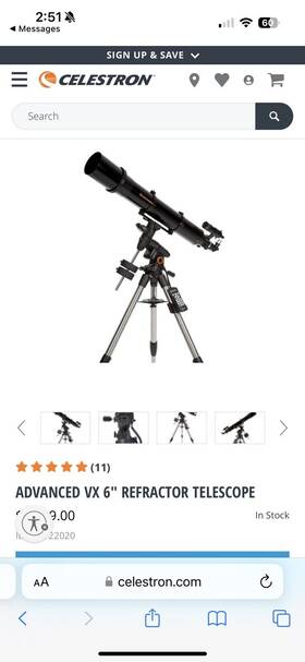 Celestron 22020 Advanced Vx 6 In Refractor Goto Telescope