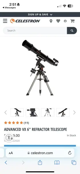 22020 Celestron Advanced Vx 6 In Refractor Goto Telescope