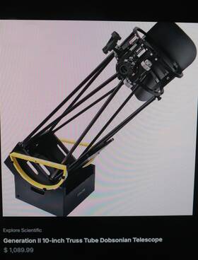 Explore Scientific Dob1045 10 Inch Truss Tube Dobsonian Telescope By With 2 Eyepiece