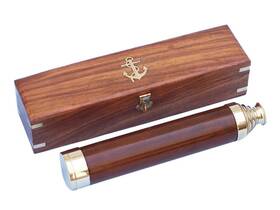 Hampton Nautical 842010107382 3xglass-101 Deluxe Class Solid Brass-wood Admirals Spyglass