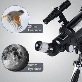 Hexeum 654538597046 Telescope 70mm Aperture 500mm Astronomical Refracting Telescopes - Black