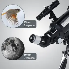Hexeum 654538597046 Telescope 70mm Aperture 500mm Astronomical Refracting Telescopes - Black