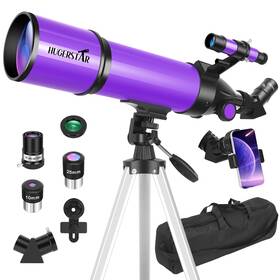 Hugerstar Hgs80600purple Telescope For Adults And Kids Astronomy Beginners 80mm Aperture 6