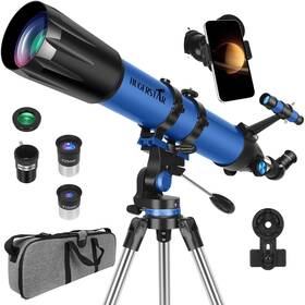 Hugerstar Hgs90800blue Telescope For Adults High Powered 90mm Aperture 800mm Professiona