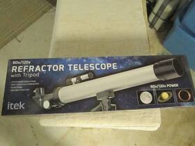 Itek 841133111252 Refractor Telescope 60x/120x With Tripod New In Box