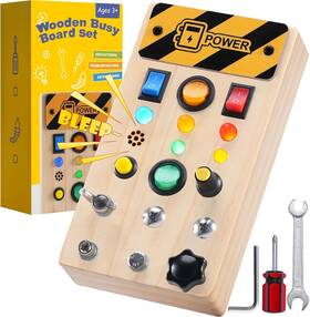 Lectrus Tc02-10 Wooden Busy Board For Toddlers - Montessori Toys Sensory Activity Toys