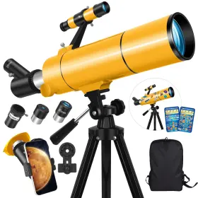 Meezaa80500yellow Meezaa Telescope For Adults And Kids 80mm Aperture 500mm Portable Refractor Meezaa80500yellow Meezaa Telescope For Adults And Kids 80mm Aperture 500mm Portable Refractor