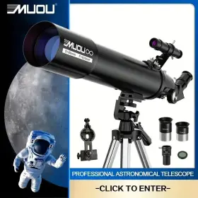 80x-300x Muou Magnification Astronomical Telescope 80mm Aperture Tripod Phone Adapter 80x-300x Muou Magnification Astronomical Telescope 80mm Aperture Tripod Phone Adapter