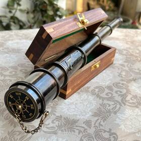 Mythrojan 300055 Brass Telescope Engraved Spyglass Pirate Fathers Day Gift