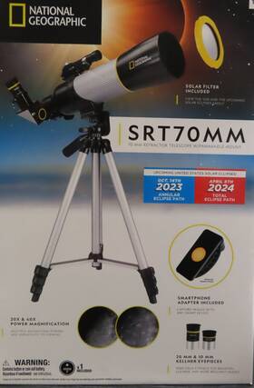 National Geographic 811803035621 70mm Refractor Telescope With Panhandle Mount Srt70mm