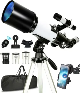 Nujarzy 313101648621 Telescope 80mm Aperture 500mm - Astronomical Portable Refracting Fully Multi-co Nujarzy 313101648621 Telescope 80mm Aperture 500mm - Astronomical Portable Refracting Fully Multi-co