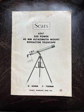 Sears 6347 Vintage Telescope Instruction Manual 60mm Refractor Japan