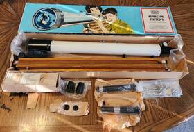 Sears 79-2155 Vintage Refractor Telescope With Eyepieces Filters And Wood Tripod