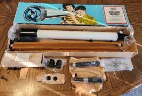 79-2155 Sears Vintage Refractor Telescope With Eyepieces Filters And Wood Tripod 79-2155 Sears Vintage Refractor Telescope With Eyepieces Filters And Wood Tripod