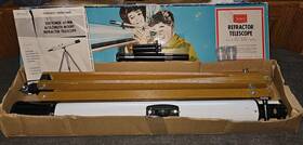 Sears 79-24103 Vintage 70s Refractor Telescope 200 Power 60mm 49 Inch Adjustable Wood Tripod