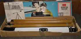 79-24103 Sears Vintage 70s Refractor Telescope 200 Power 60mm 49 Inch Adjustable Wood Tripod