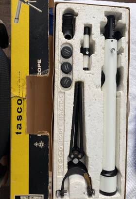 Tasco 10-7te-5 Vintage Refractor Telescope Coated Lens With Accessories