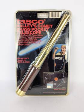 Tasco Hc1agd New 1985 Halleys Comet Brass Pocket Telescope Monocular 25x Sealed