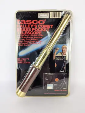 Hc1agd Tasco New 1985 Halleys Comet Brass Pocket Telescope Monocular 25x Sealed