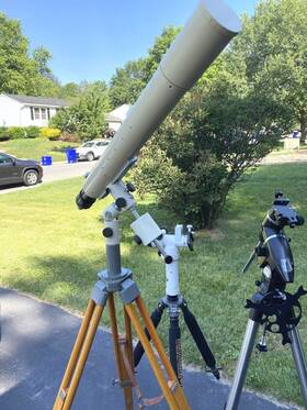Zeiss As63 Jena Telescope Mount And 3 Eyepieces