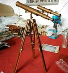 Antique Vintage Brass Telescope 18" Wooden Tripod Us Navy Marine Collectible. Price: $105.29.