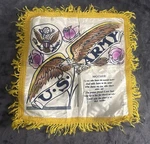 Vintage Army Pillow Case Camp Hood Collectable Fringe Used. Price: $19.99.